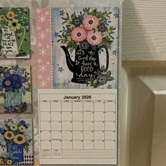 Floral Canvas Art with Pink and Orange Accents 2026 Calendar - Picture 6 of 8